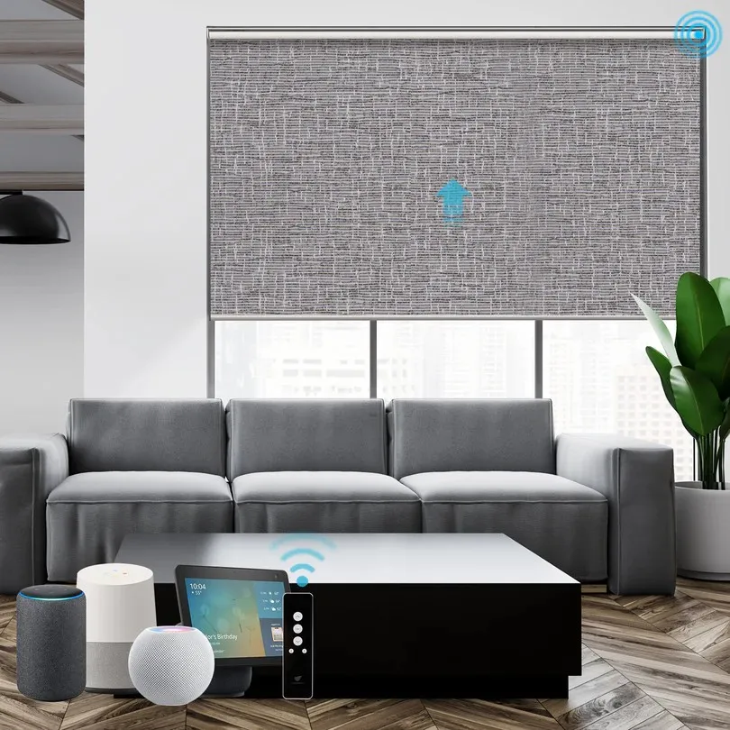 Shadesmate Motorized Light Filtering Roller Shades 70% Blackout Safari